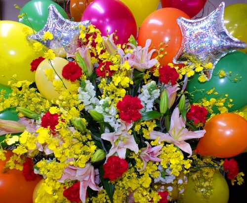 2019-1-5誕生日御祝バルーンスタンド花2段-4