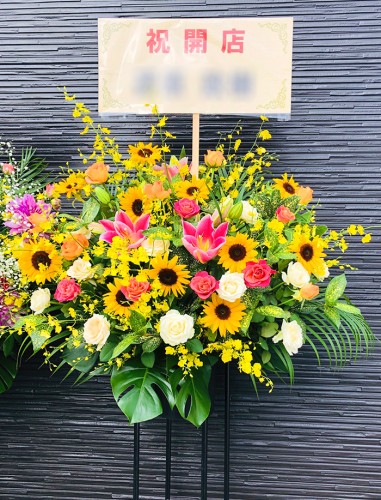 2019-9-27開店御祝スタンド花1段-1