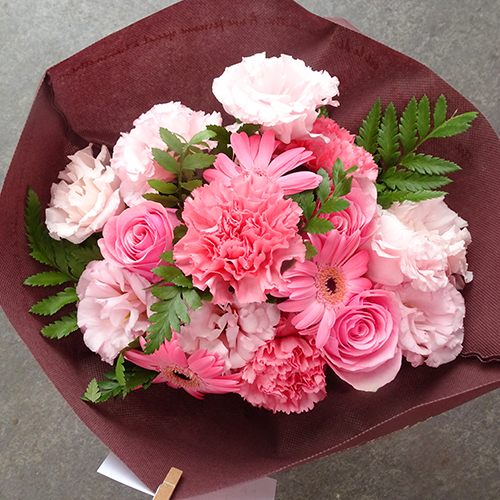 2021-9-1発送焼き菓子7個ピンク系花束